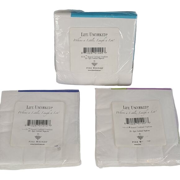 Lot of 3 Fine Whines new in package paper napkins for girlfriends - Picture 3 of 4